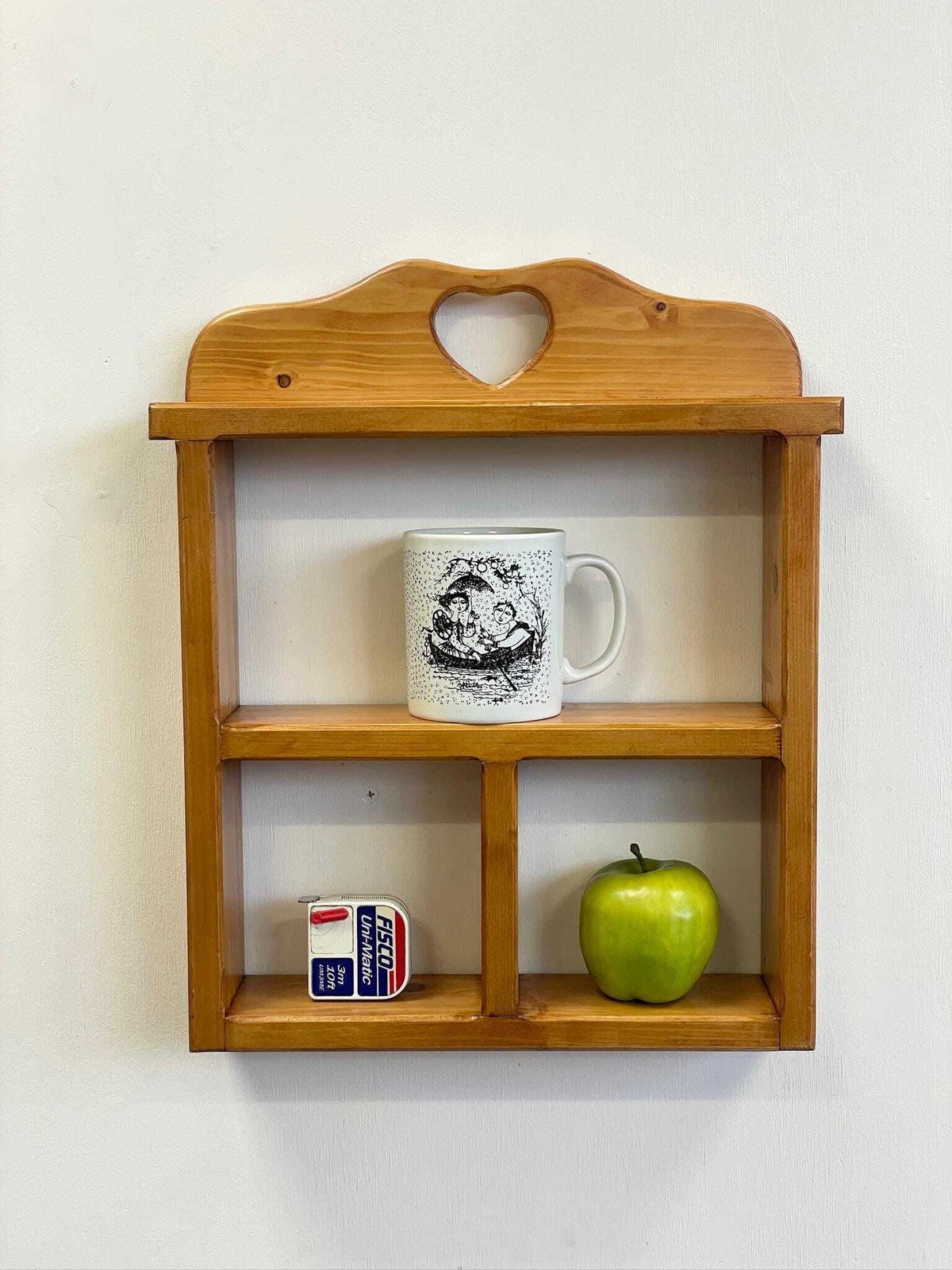Vintage Wooden Pine Wall Hanging Small Display Shelf   Pair Available