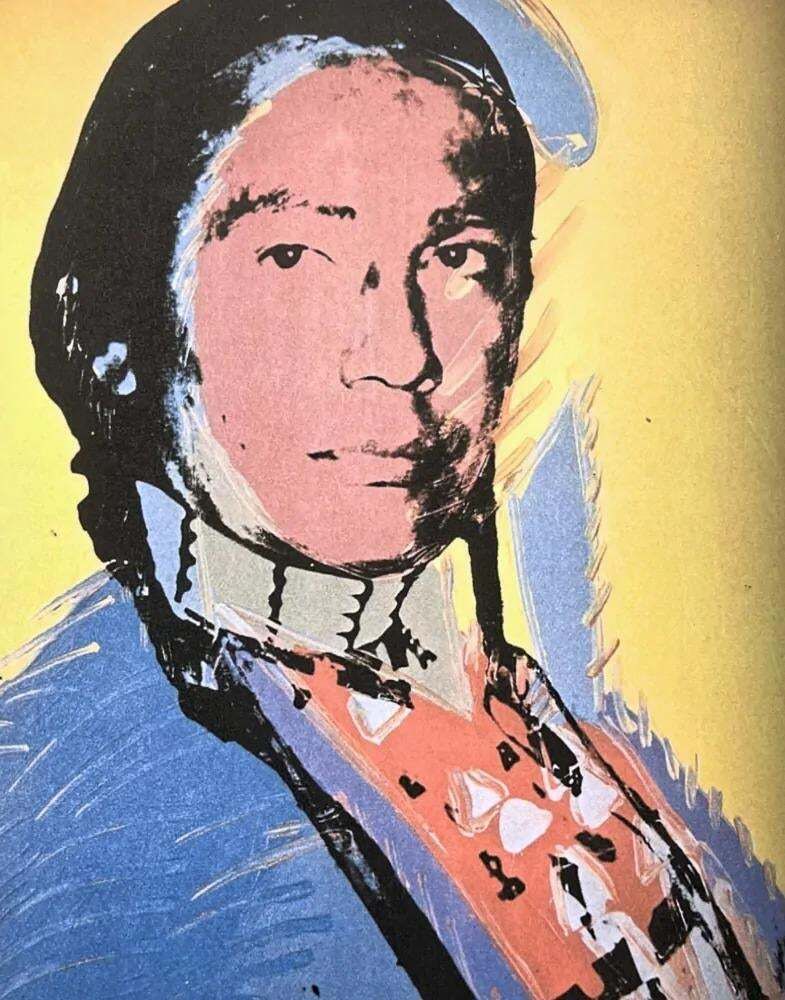 After Andy Warhol, Russell Means Yellow , 1980s, Lithograph photo furniture