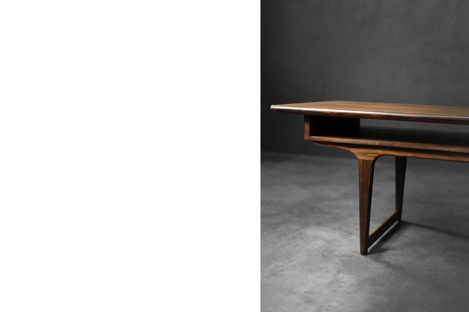 Mid Century Modern Danish Rosewood Coffee Table With Shelf, 1960s photo vinterior