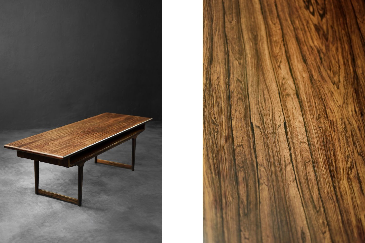 photo furniture Mid Century Modern Danish Rosewood Coffee Table With Shelf, 1960s