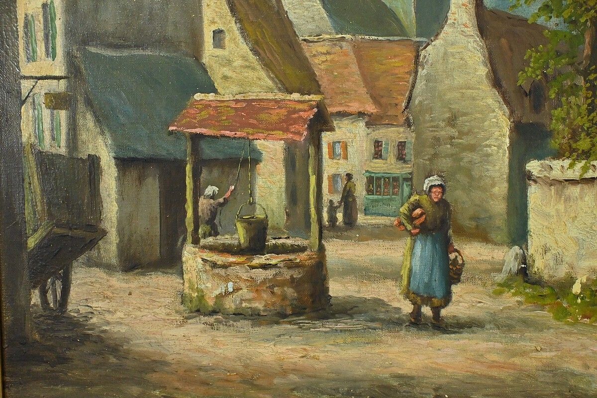 Painting “The Village” By Delacour – Late 19th Century photo buy
