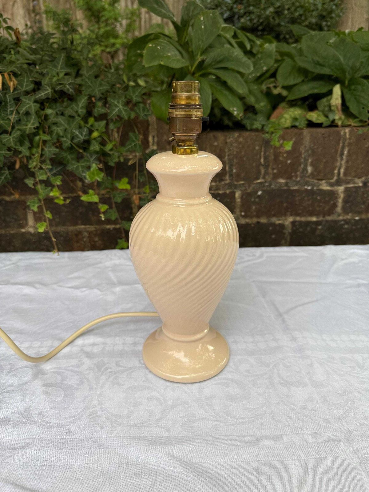Pale Pink 1980s Ceramic Table Lamp By Goodson Lighting, Vintage Spiral Lamp, Retro Home Decor, Working, Pat Tested, 30cm Tall photo vinterior
