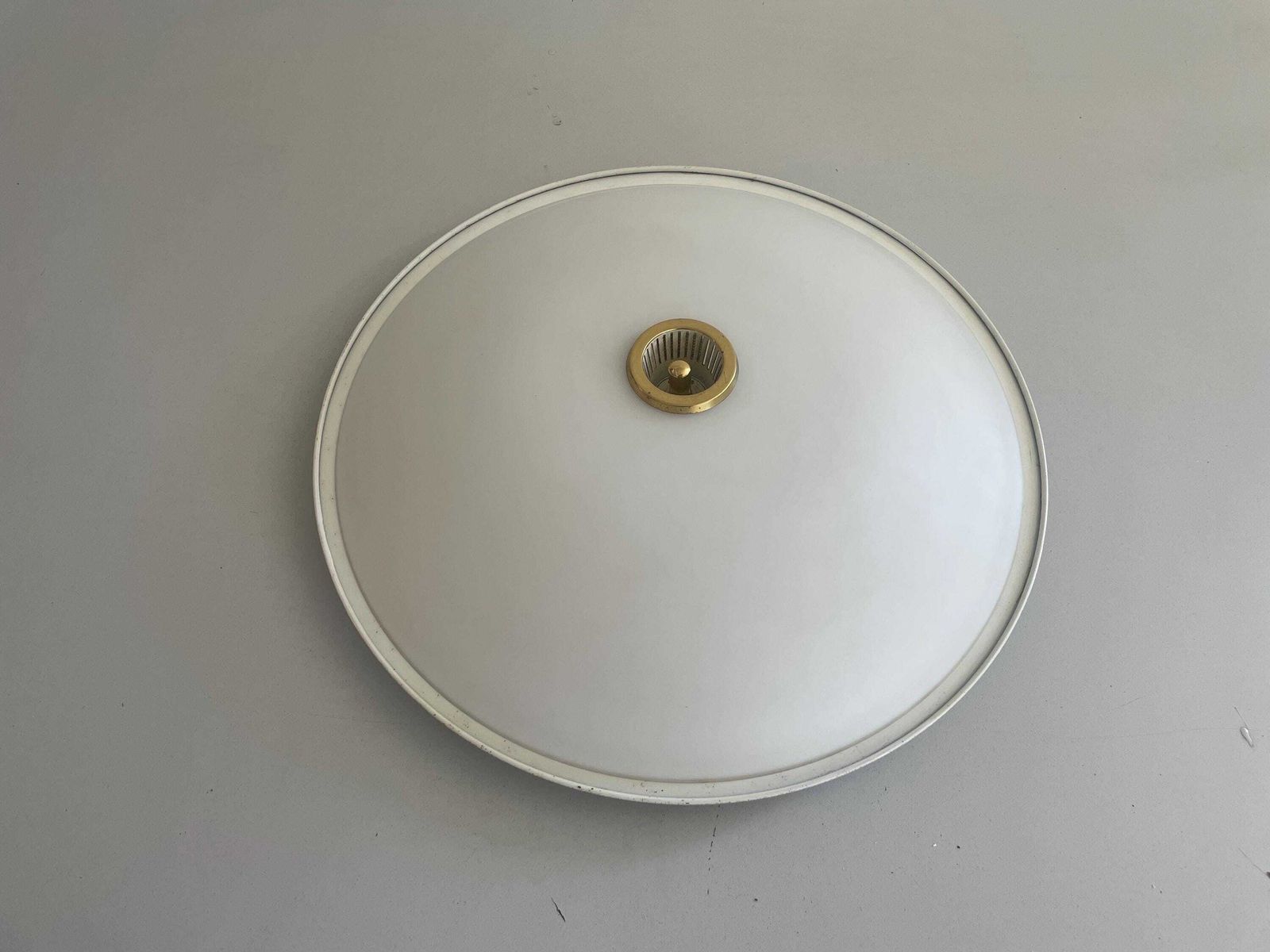 photo furniture Mid Century Modern Glass And Brass Flush Mount By Hillebrand, 1960s, Germany
