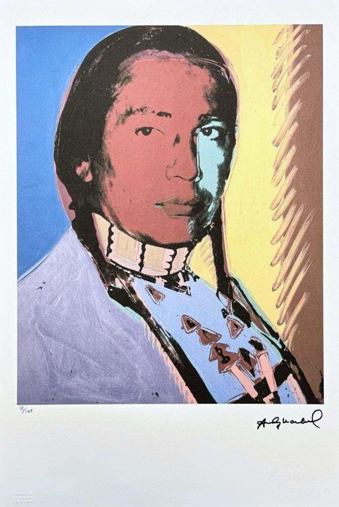 After Andy Warhol, Russell Means Yellow Blue , 1980s, Lithograph