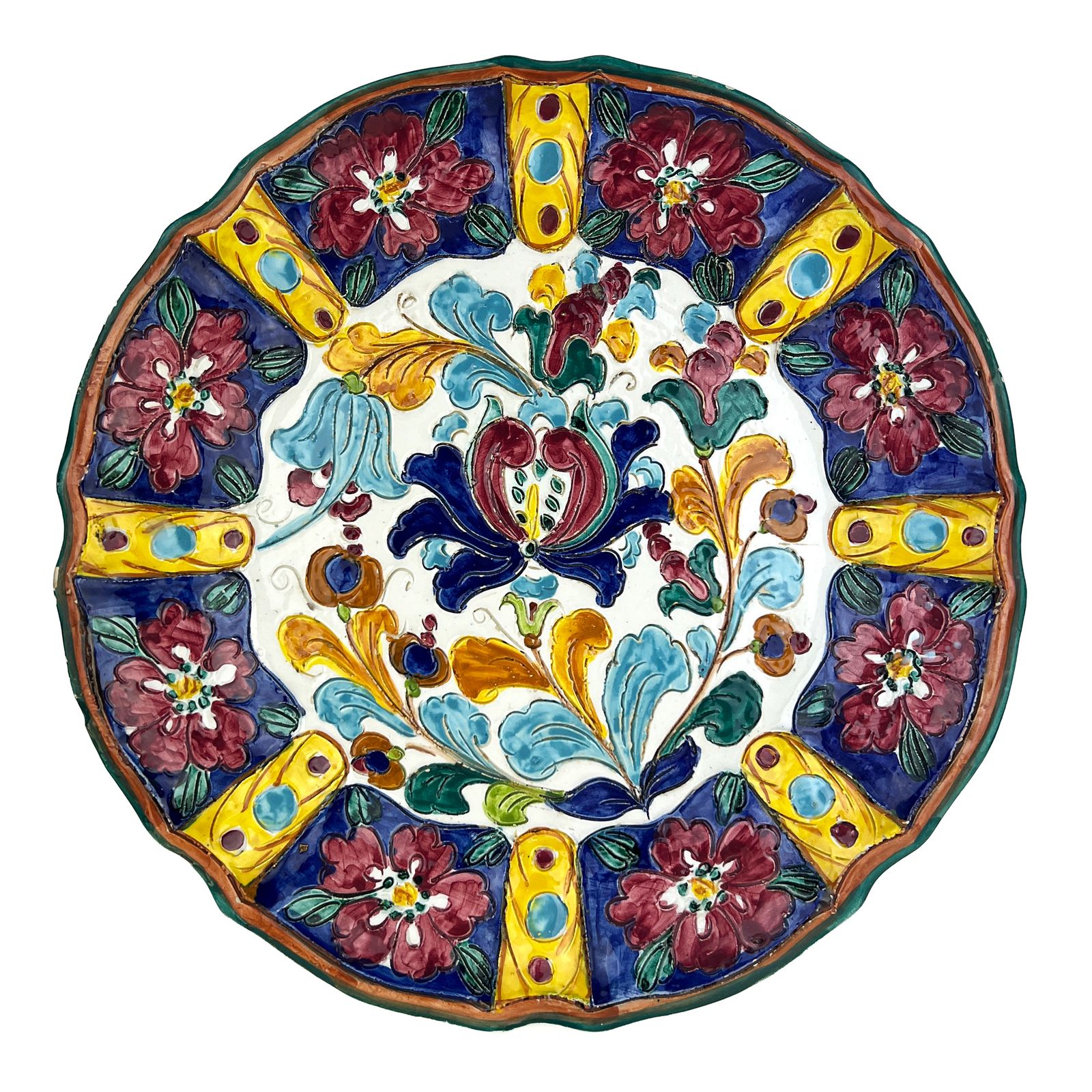 Vintage Mancinelli Italian Handpainted Sgraffito Plate