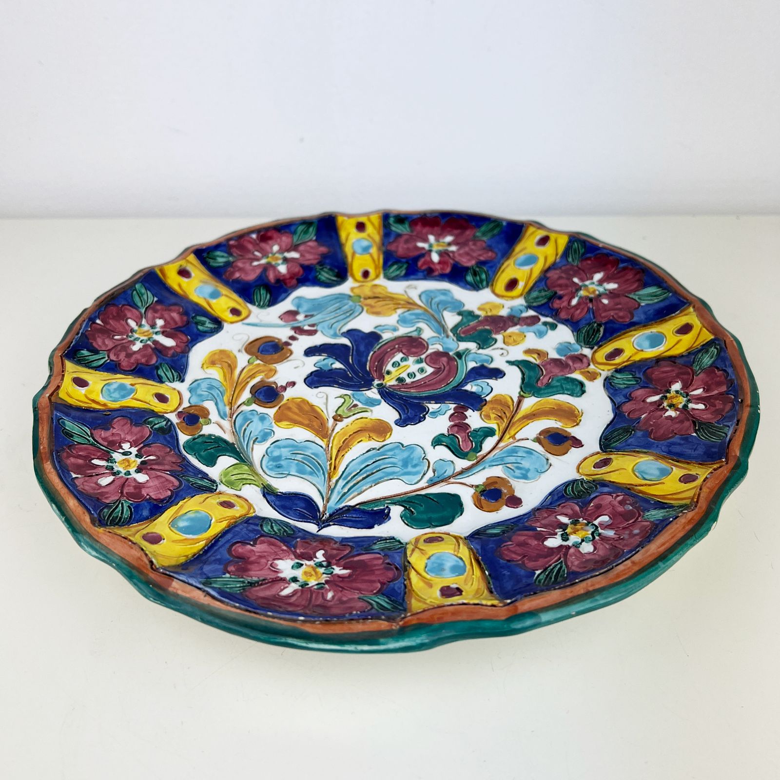 Vintage Mancinelli Italian Handpainted Sgraffito Plate photo buy