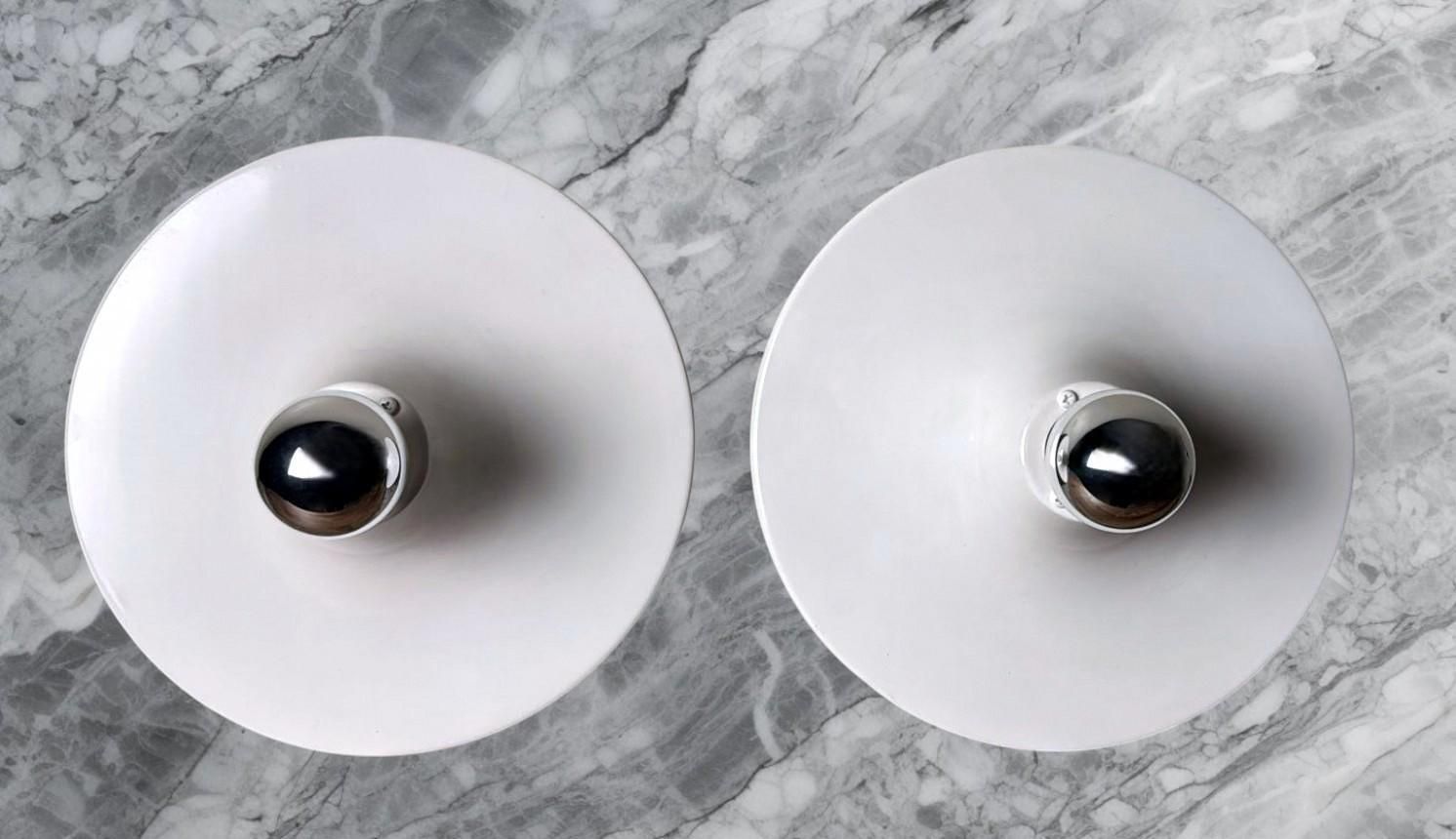 Gorgoni Gianluigi Style Pair Of Italian Ceiling Wall Lamps In Lacquered Aluminum photo vinterior