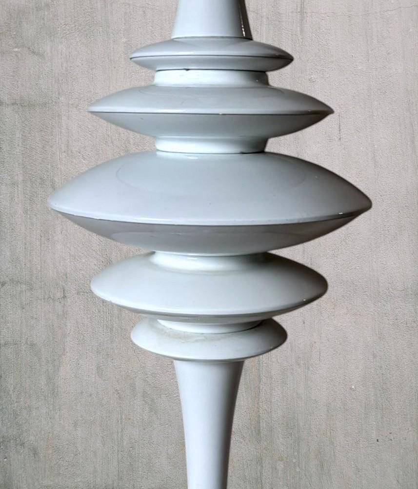 Space Age White Painted Aluminum Table Lamp In The Style Of Arredoluce photo vintage