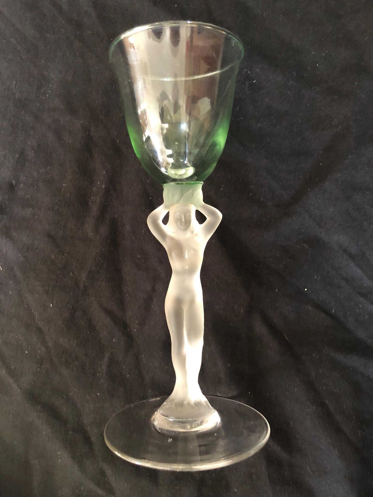 Six Bayel Crystal French Vintage 50's Venus Frosted Glasses Nude Lady Cordial photo Home Decor