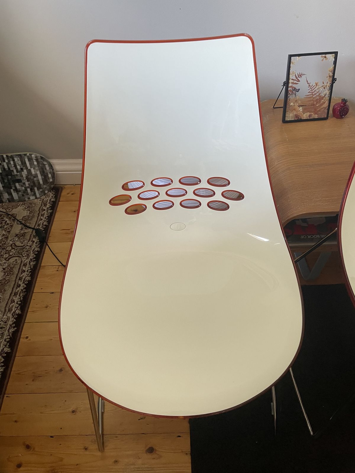 Calligaris Jam Chair Sleigh Style, White And Orange photo Furniture