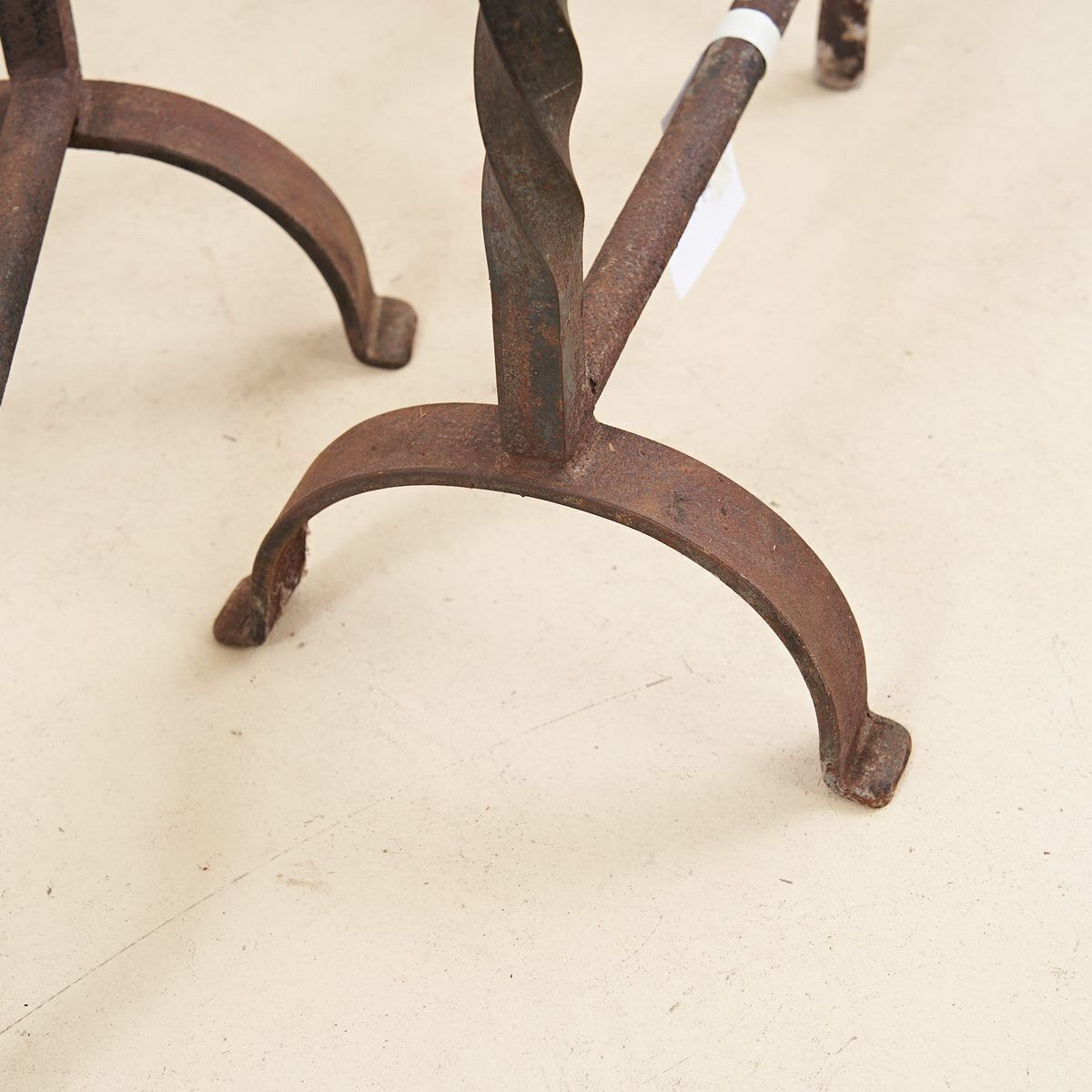 Pair Of Antique Wrought Iron Andirons photo vinterior