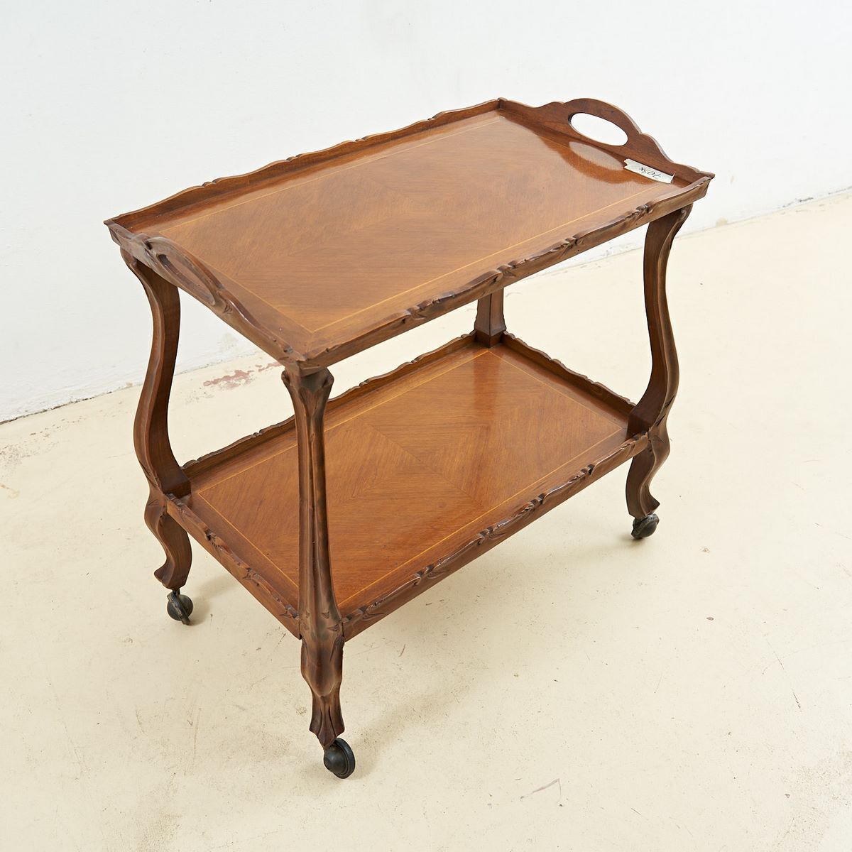 Vintage Threaded Wooden Food Trolley photo furniture