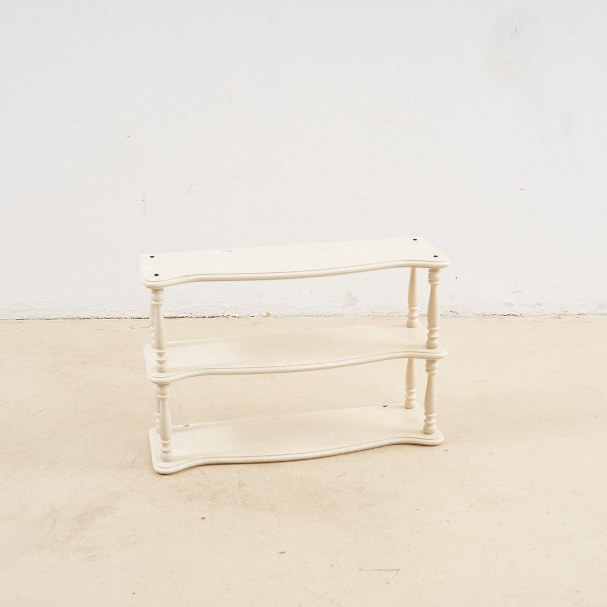 Vintage White Lacquered Wooden Etagere Shelf