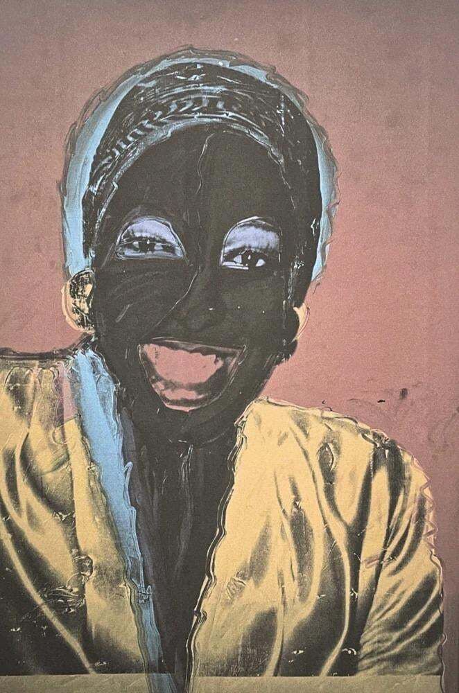 After Andy Warhol, Wilhelmina Ross Blue, 1980s, Lithograph photo furniture
