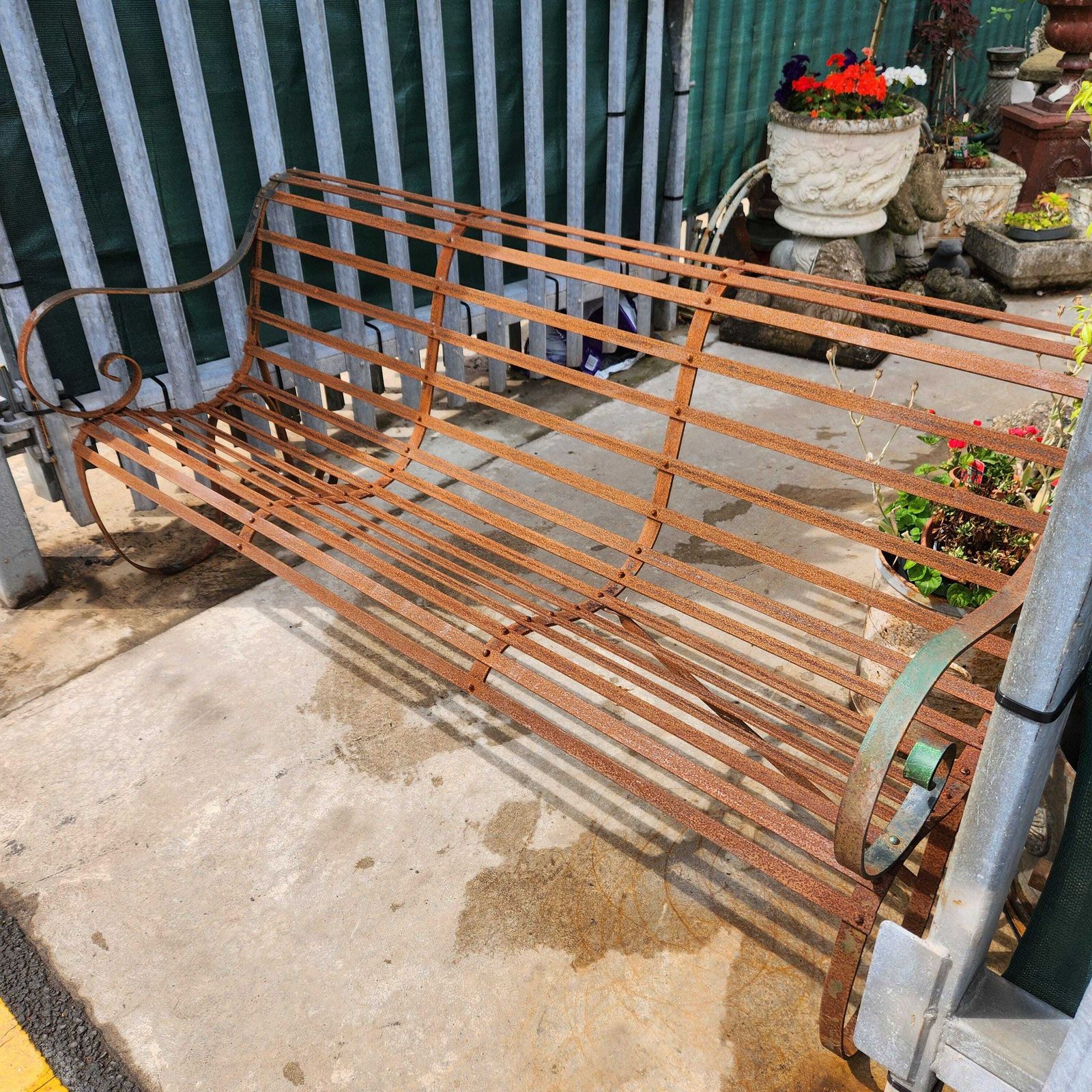 19thc Slatwork Metal Garden Bench photo 1645.0