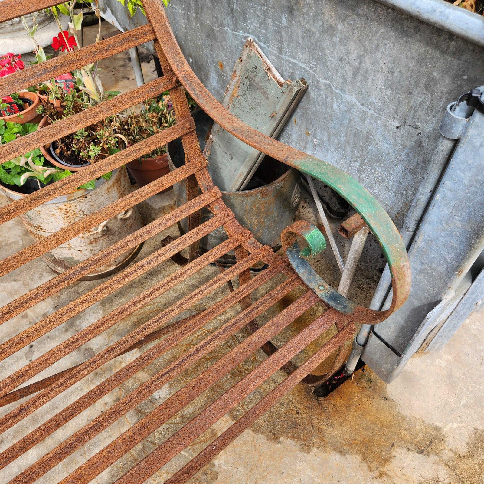 19thc Slatwork Metal Garden Bench photo vinterior
