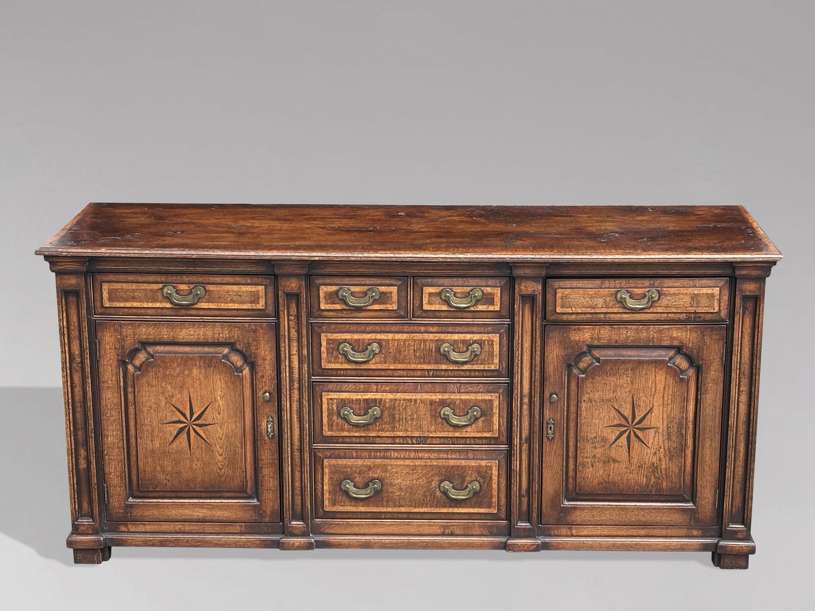 Early 19th Century Georgian Oak & Burr Elm Inlay Dresser Base photo for sale