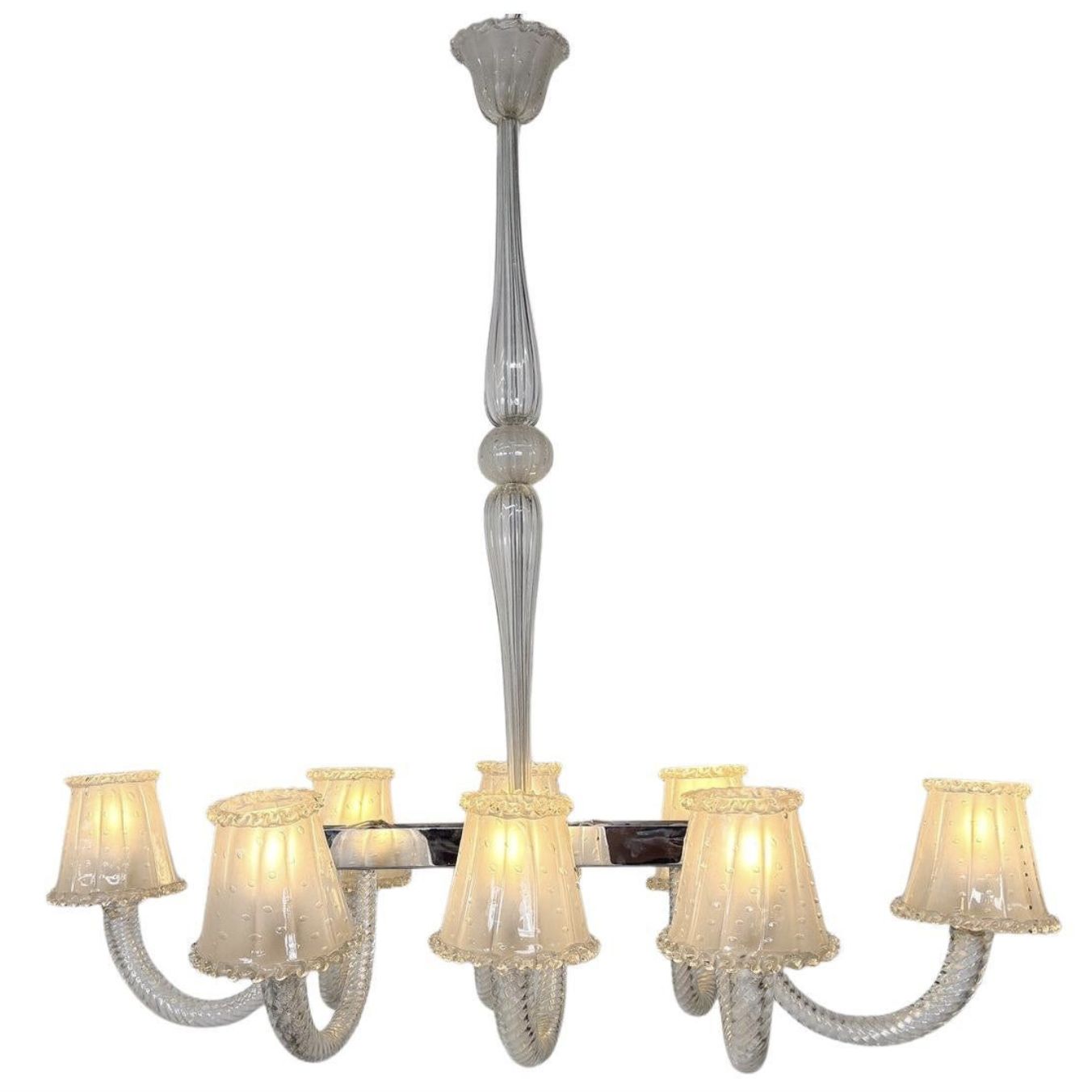 Barovier And Toso Chandelier, Murano Glass – 8 Sconces