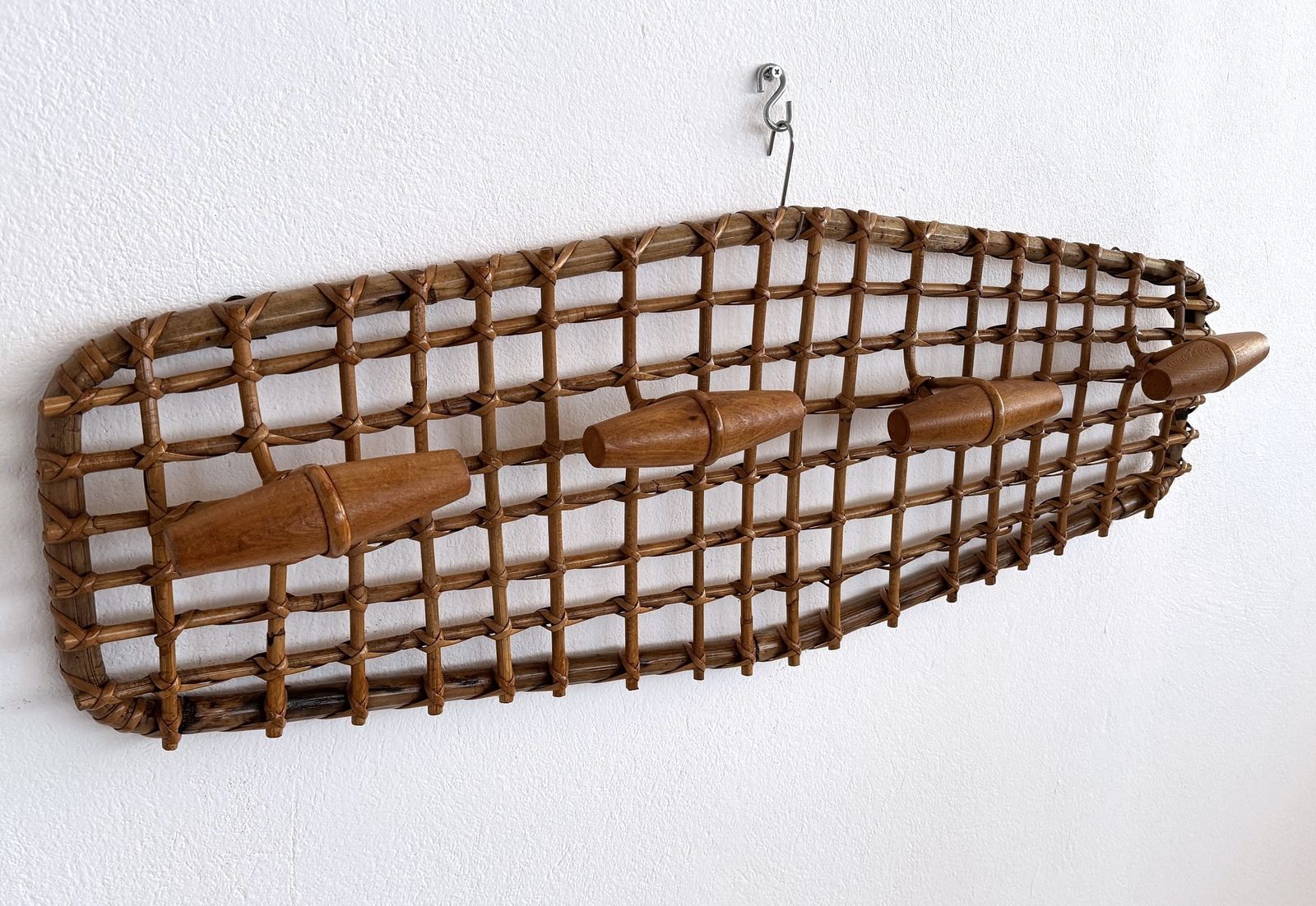 Italian Bamboo And Rattan Coat Hanger Or Coat Rack, 1970s photo for sale