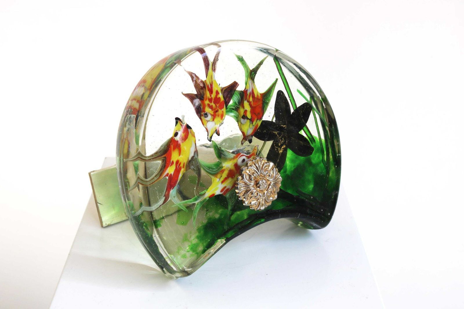 Vintage Murano Glazen Aquarium Deurknop Door Barbini Voor Cenedese, 1950–1970, Italiaans Mid Century Design