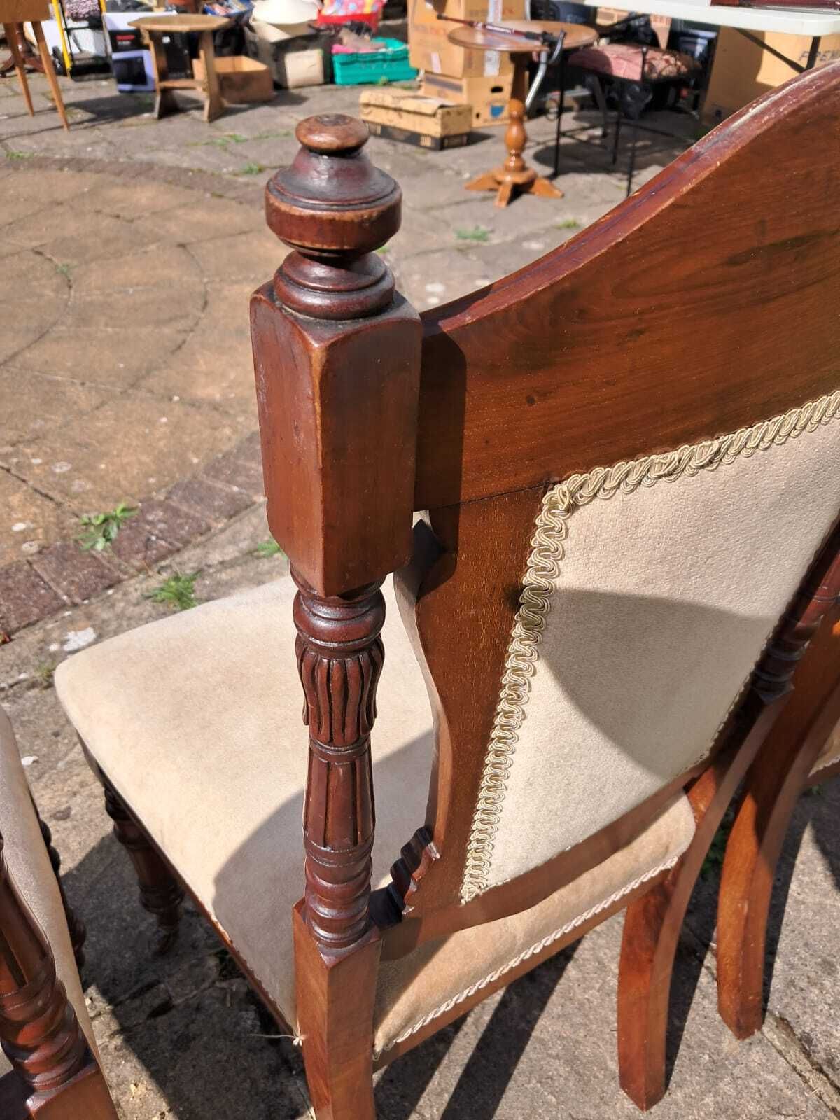 Antique Carved Button Back Dining Chairs Set Of 4 photo for sale