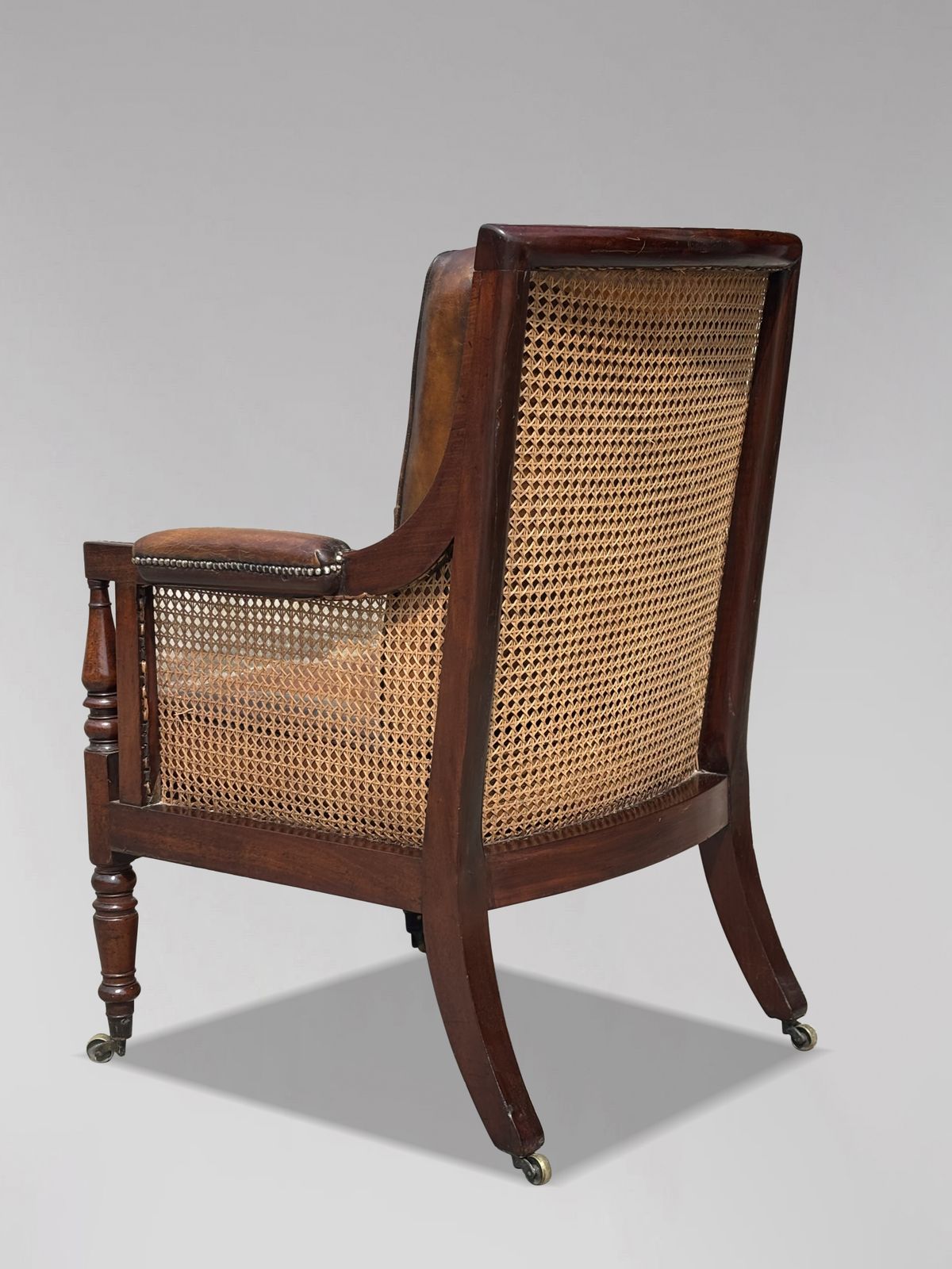 Early 19th Century George IV Period Mahogany Caned Library Bergère photo vintage