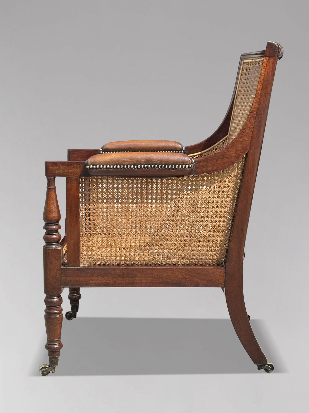 photo furniture Early 19th Century George IV Period Mahogany Caned Library Bergère