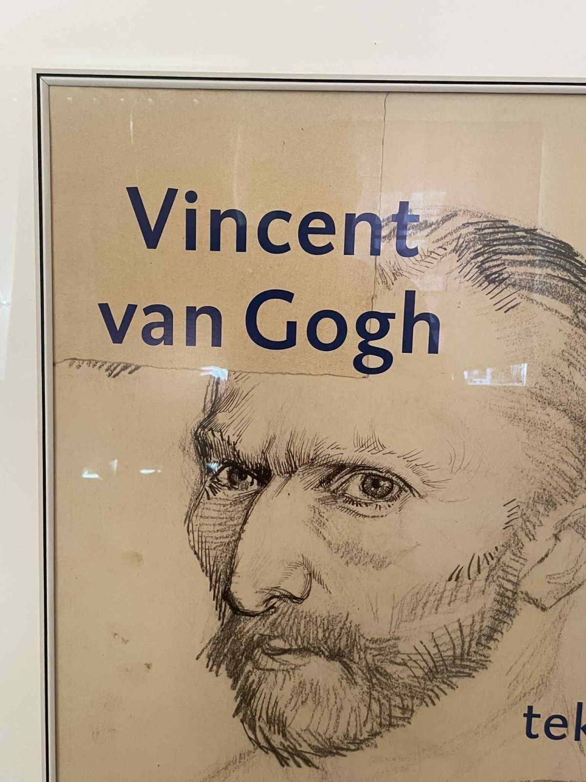 Rare 2002 Dutch Vincent Van Gogh Self Portrait Sketch Museum Exhibition Poster. photo vinterior