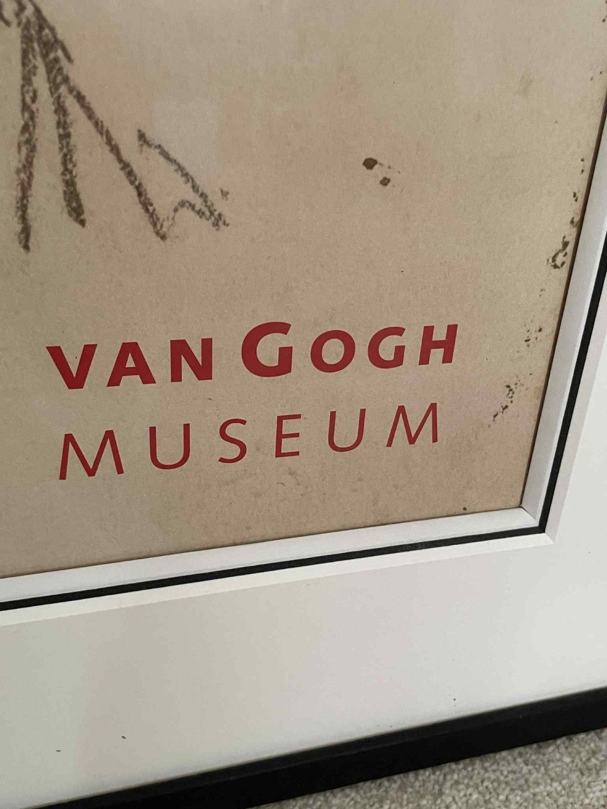 photo vintage Rare 2002 Dutch Vincent Van Gogh Self Portrait Sketch Museum Exhibition Poster.