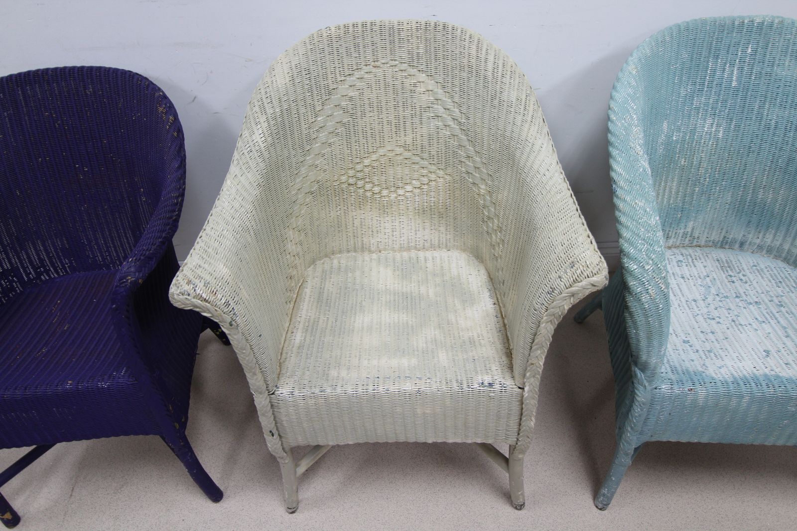 photo for sale Set Of 1 Lloyd Loom Lusty Chair And 3 Other Lloyd Loom Style Chairs   4 In All