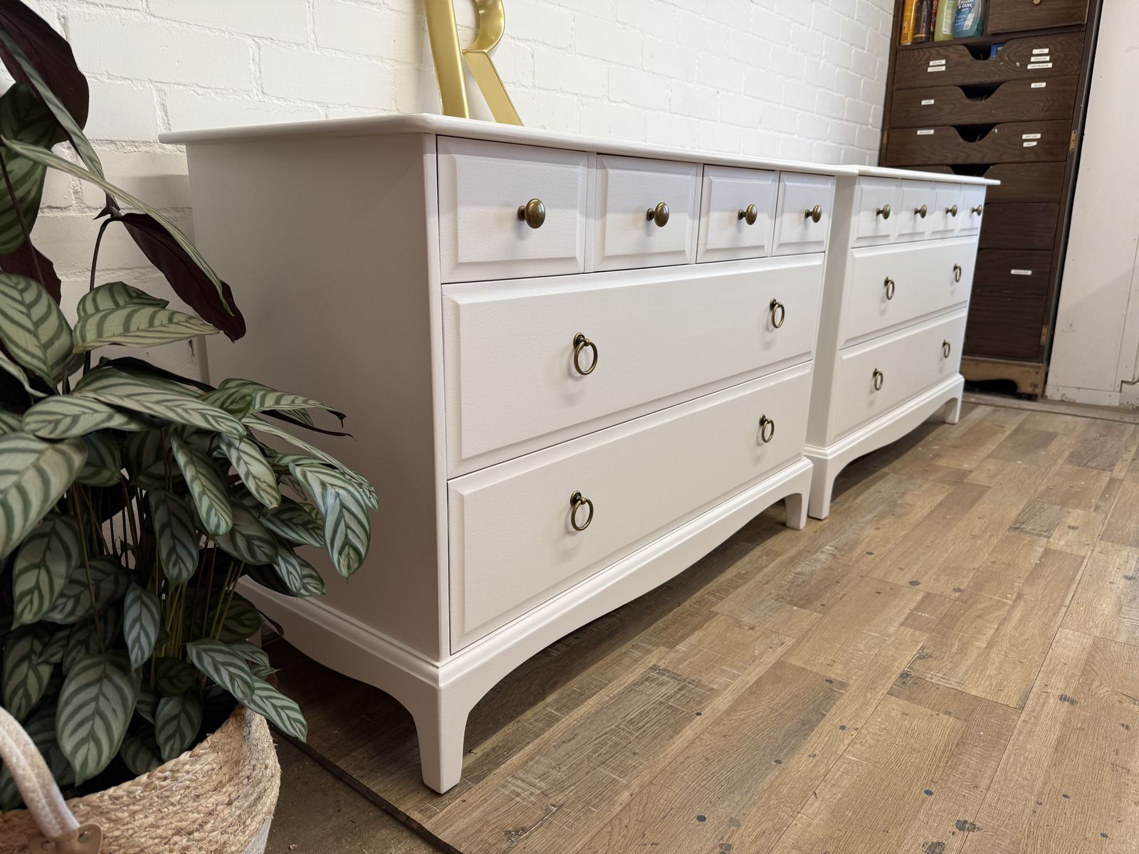 Pair Of Stag Minstrel 4 Over 2 Chest Of Drawers – Painted In Chantilly Lace photo buy