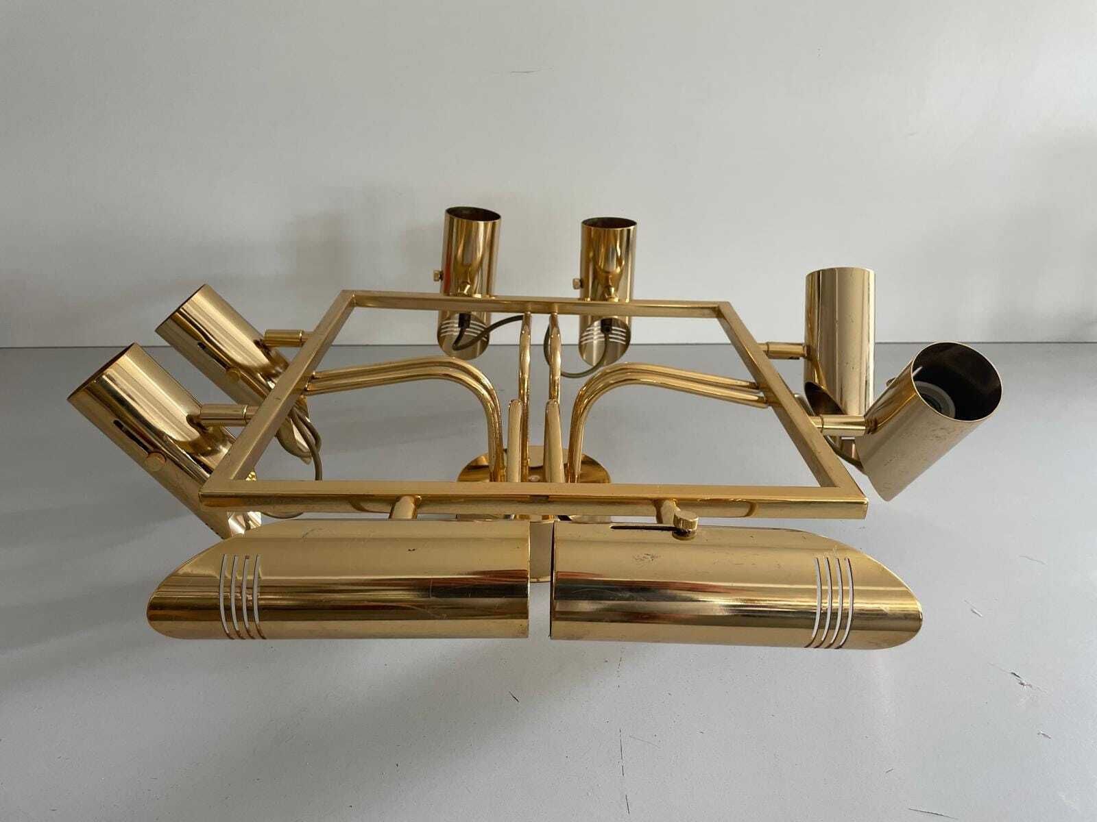 8 Armed Sputnik Flush Mount Chandelier In Brass, 1970s, Italy photo buy