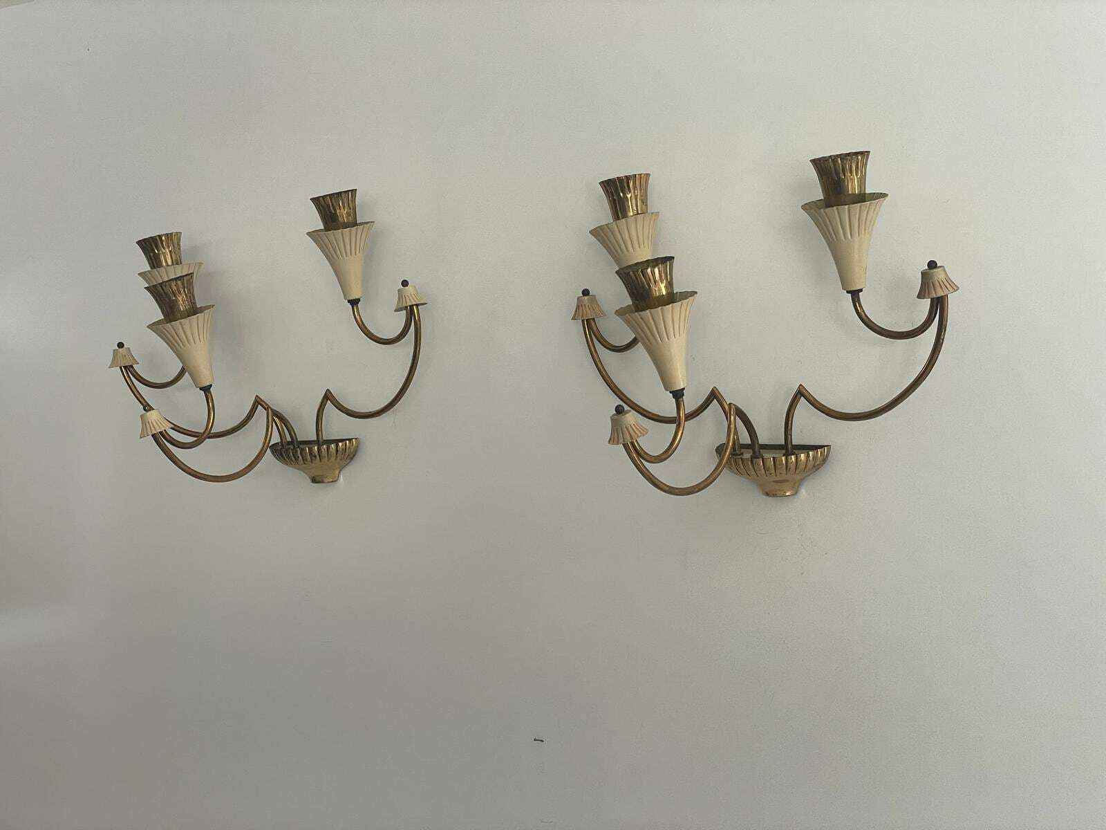 Mid Century Italian Design 3 Armed Pair Of Sputnik Sconces, 1950s, Italy photo furniture
