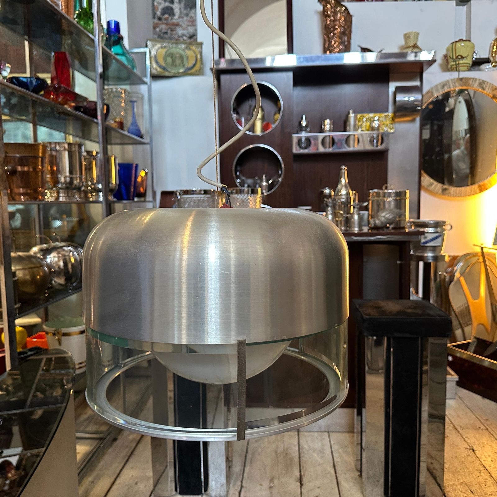 photo vinterior 1970s Space Age Steel And Glass Pendant By Pia Guidetti Crippa For Lumi Milano
