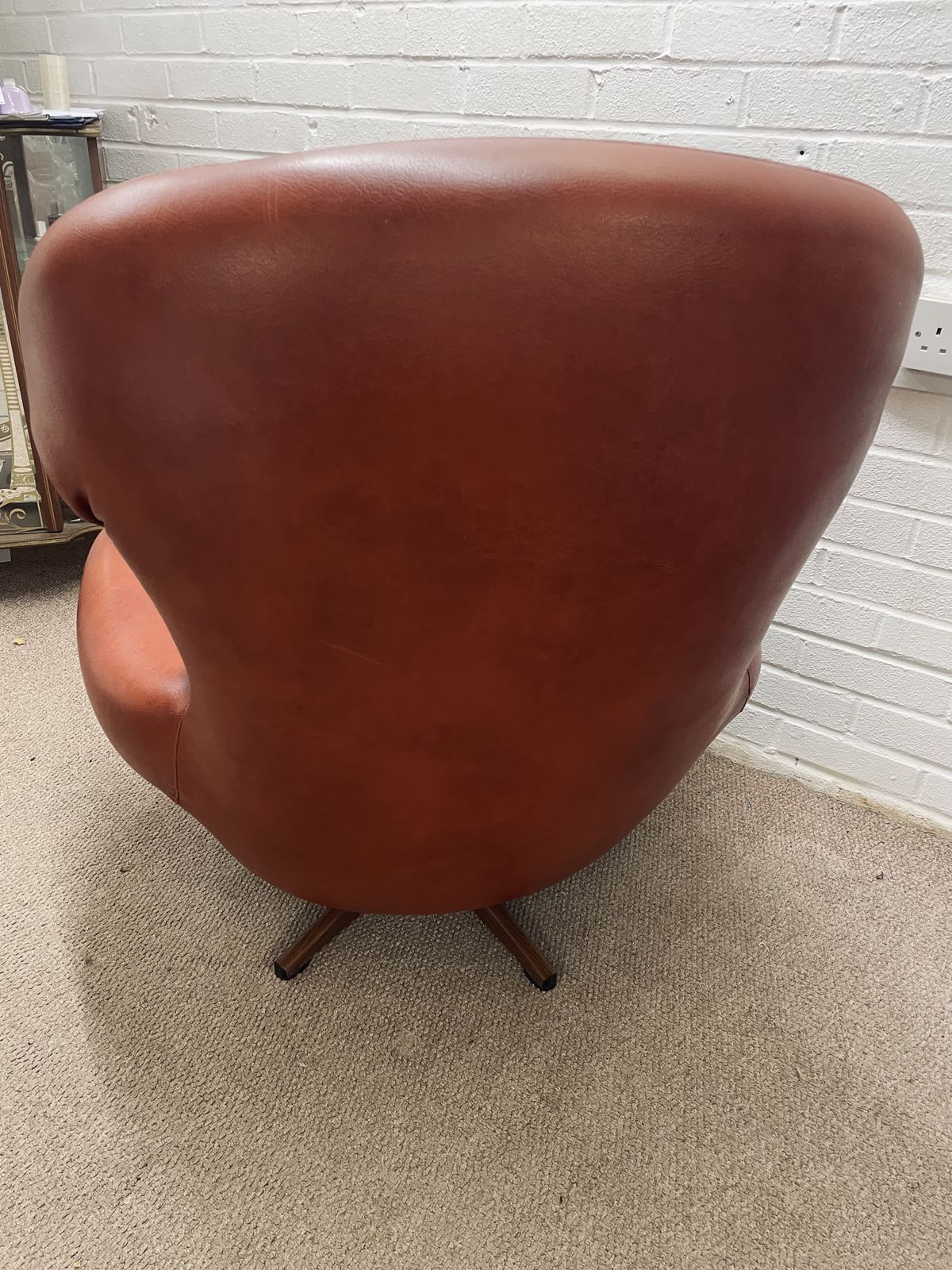 Vintage Original Swedish Maker Slatte Gungan Mind Century Rocking And Swivel Chair In Original Material (Leatherette) photo for sale