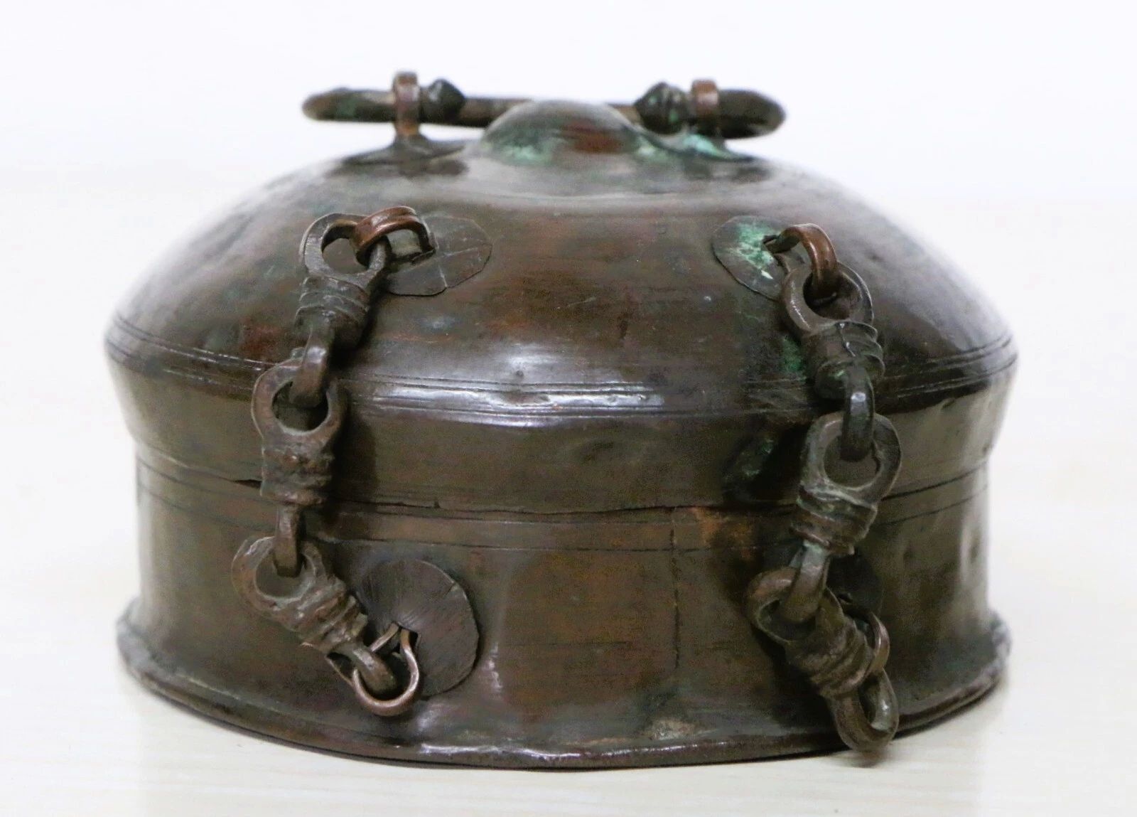 Antique Betel Box Indian Copper Hand Crafted Pandan Beautiful Aged Patina Freepost photo Home Decor