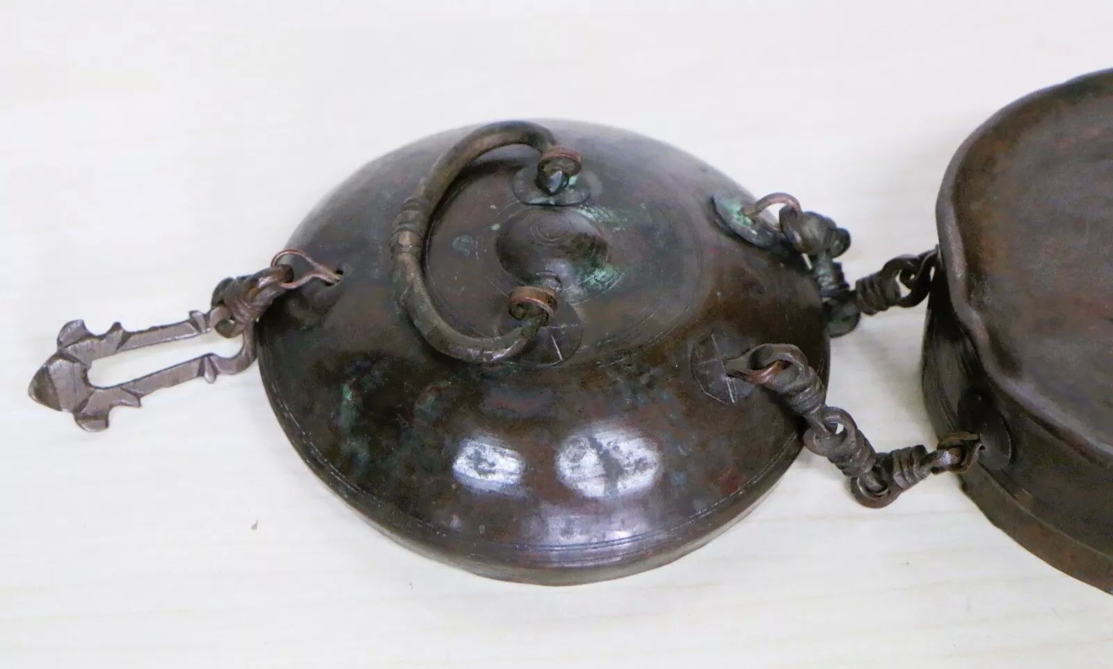 Antique Betel Box Indian Copper Hand Crafted Pandan Beautiful Aged Patina Freepost photo vintage
