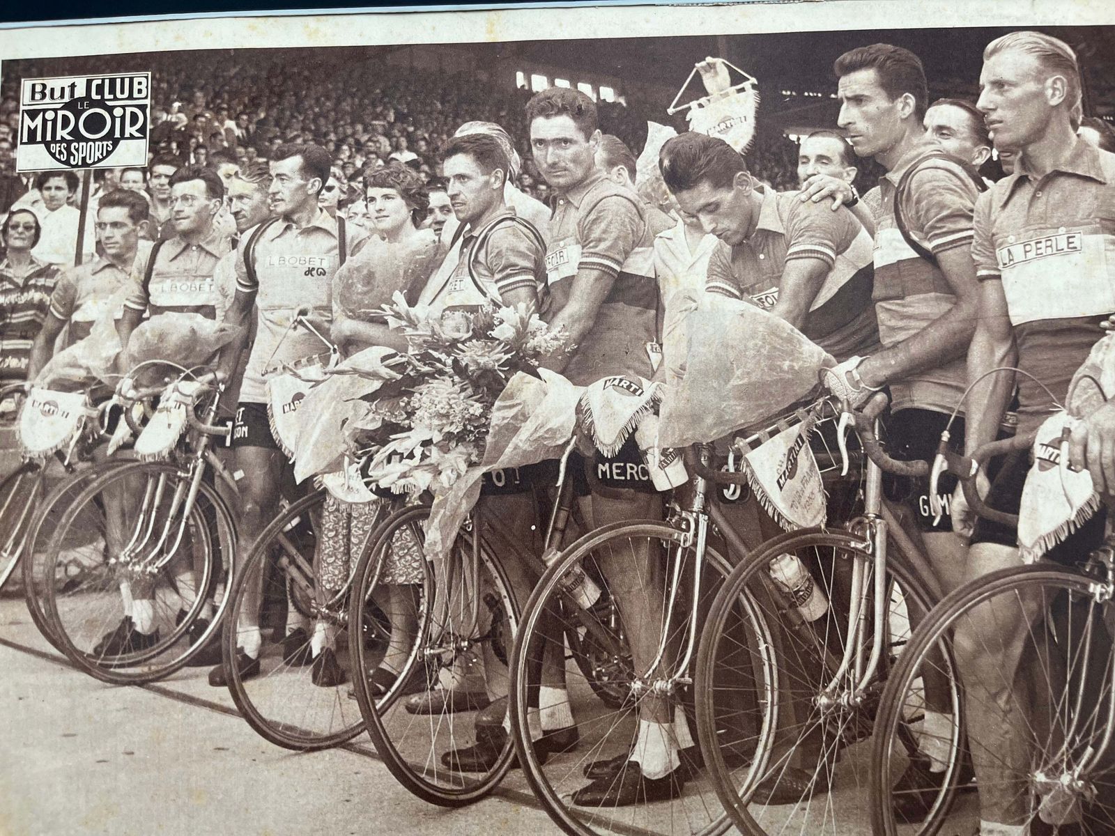 Vintage Cycling Print   Tour De France, French Team Original 1955 photo buy