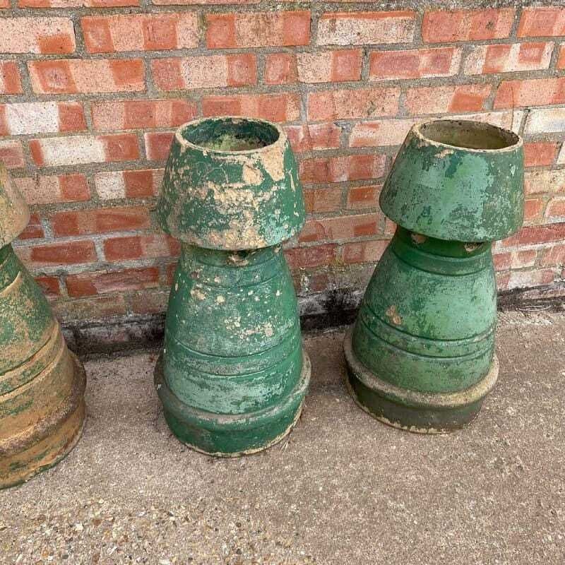 Vintage Early 20thc Stone Chimney Pots Planters Great Patina Aged photo vinterior