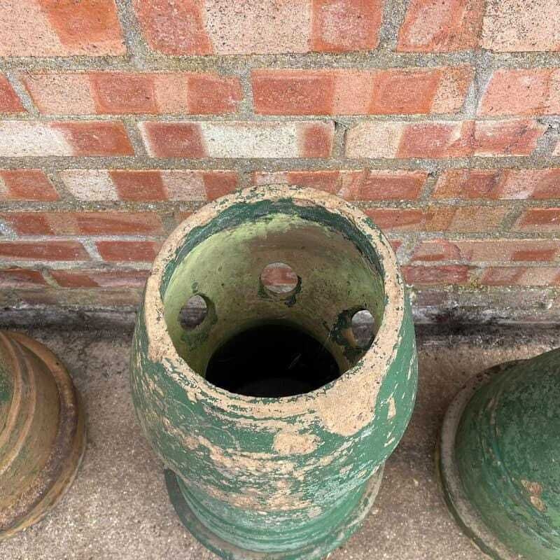 Vintage Early 20thc Stone Chimney Pots Planters Great Patina Aged photo vintage