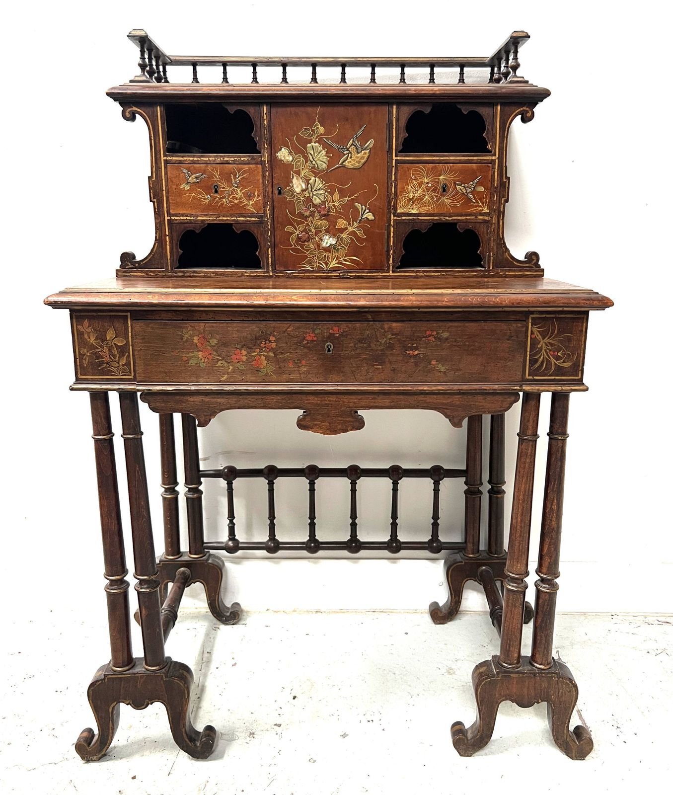 Wooden Stepped Desk Decorated With Pyrography, 19th Centur photo furniture