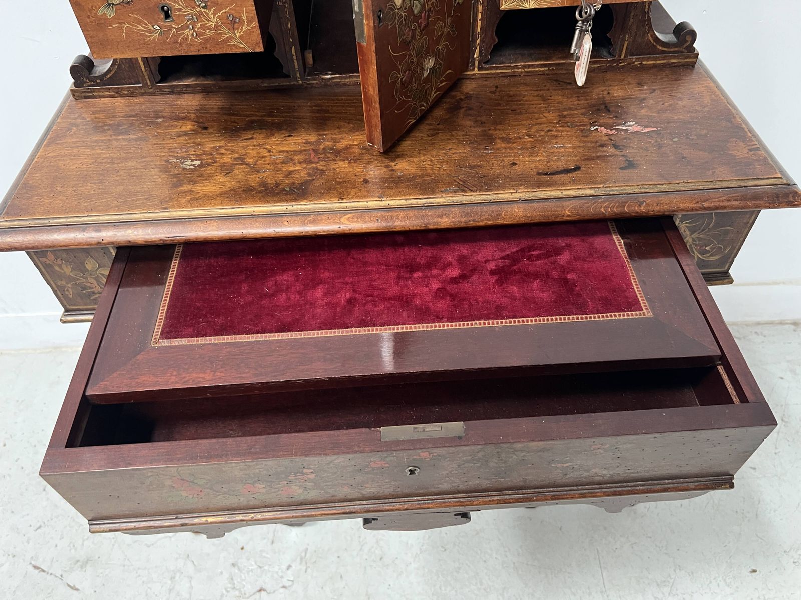 Wooden Stepped Desk Decorated With Pyrography, 19th Centur photo vinterior