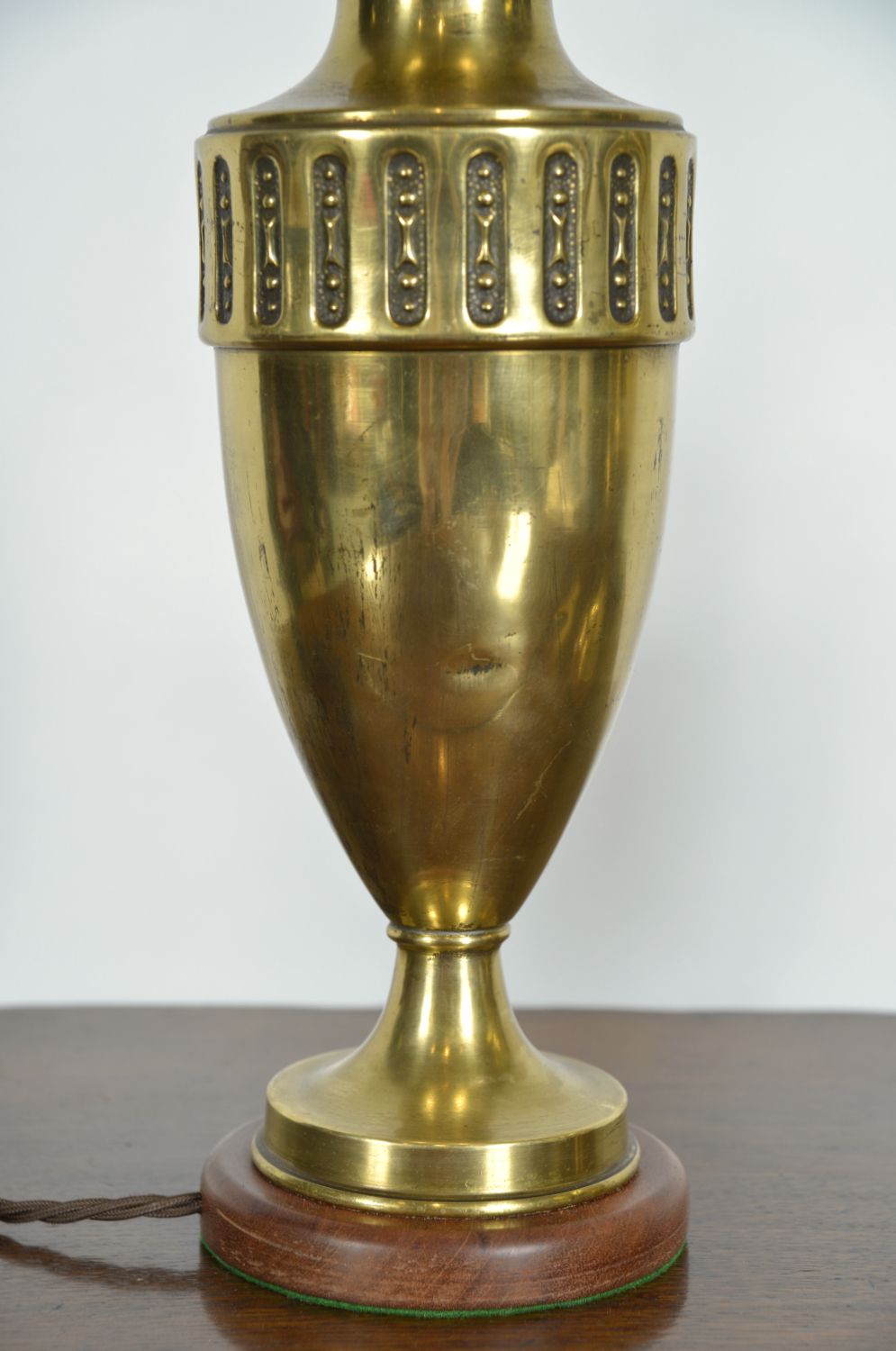 Lighting Pair Early 20th Century French Art Nouveau Style Brass Urn Table Lamps 1910 photo