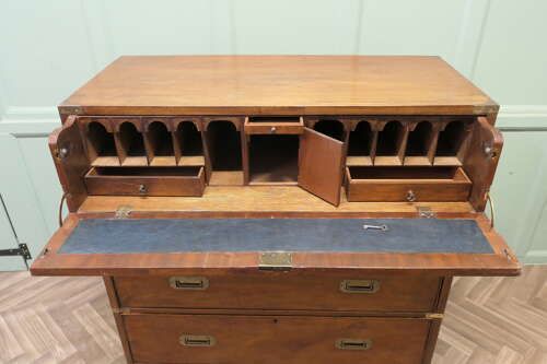 Teak Campaign Chest, 2 Piece Secretaire photo vinterior