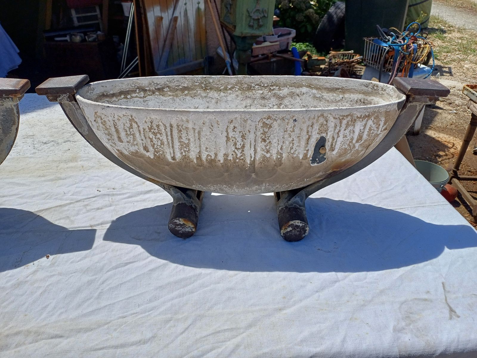 Pair Of Art Deco Enameled Cast Iron Planters photo furniture
