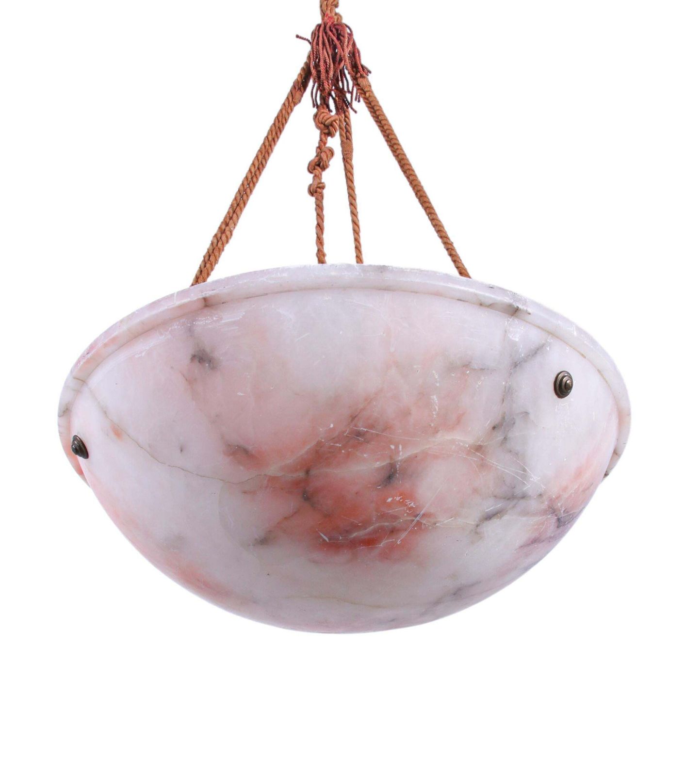 Carved Pink Alabaster French Art Deco Ceiling Light Chandelier photo buy