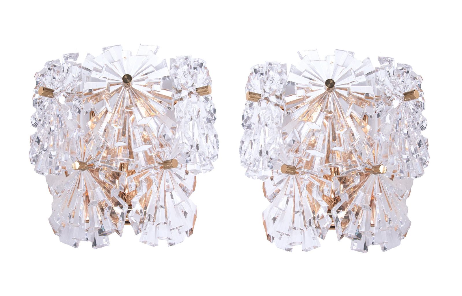 1970s Germany Kinkeldey Starburst Wall Sconces Crystals & Gilt Brass, Set Of 2 photo 1693.0