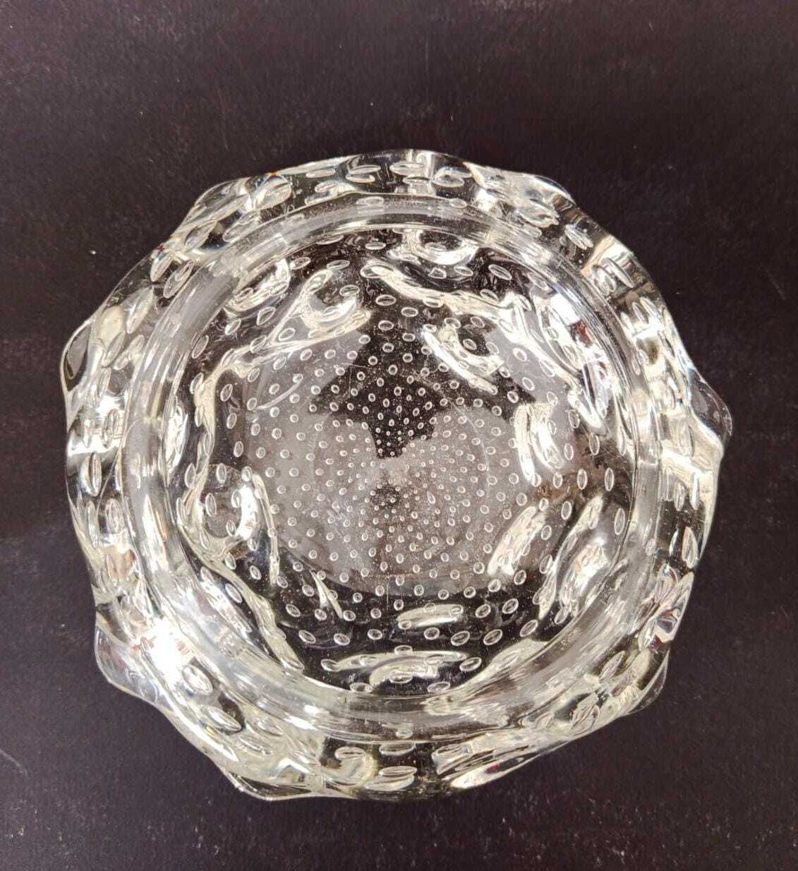 Murano Glass Smoking Set Bullicante Barovier E Toso Type Mugnoni Seguso Transparent Ashtray photo for sale