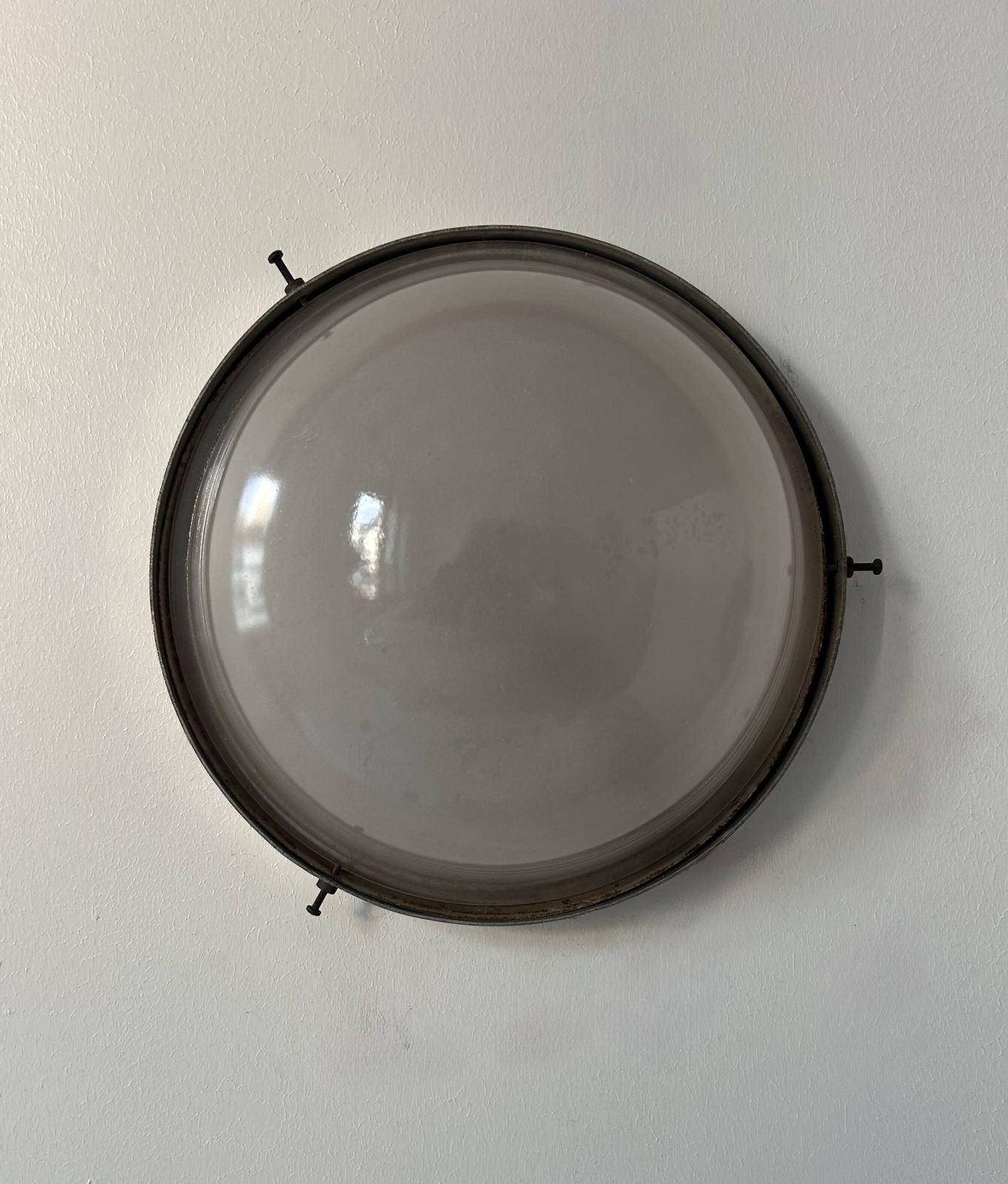 photo for sale Pair Of Vintage Modernist Wall Lights, Chrome And Sandblasted Glass, France,