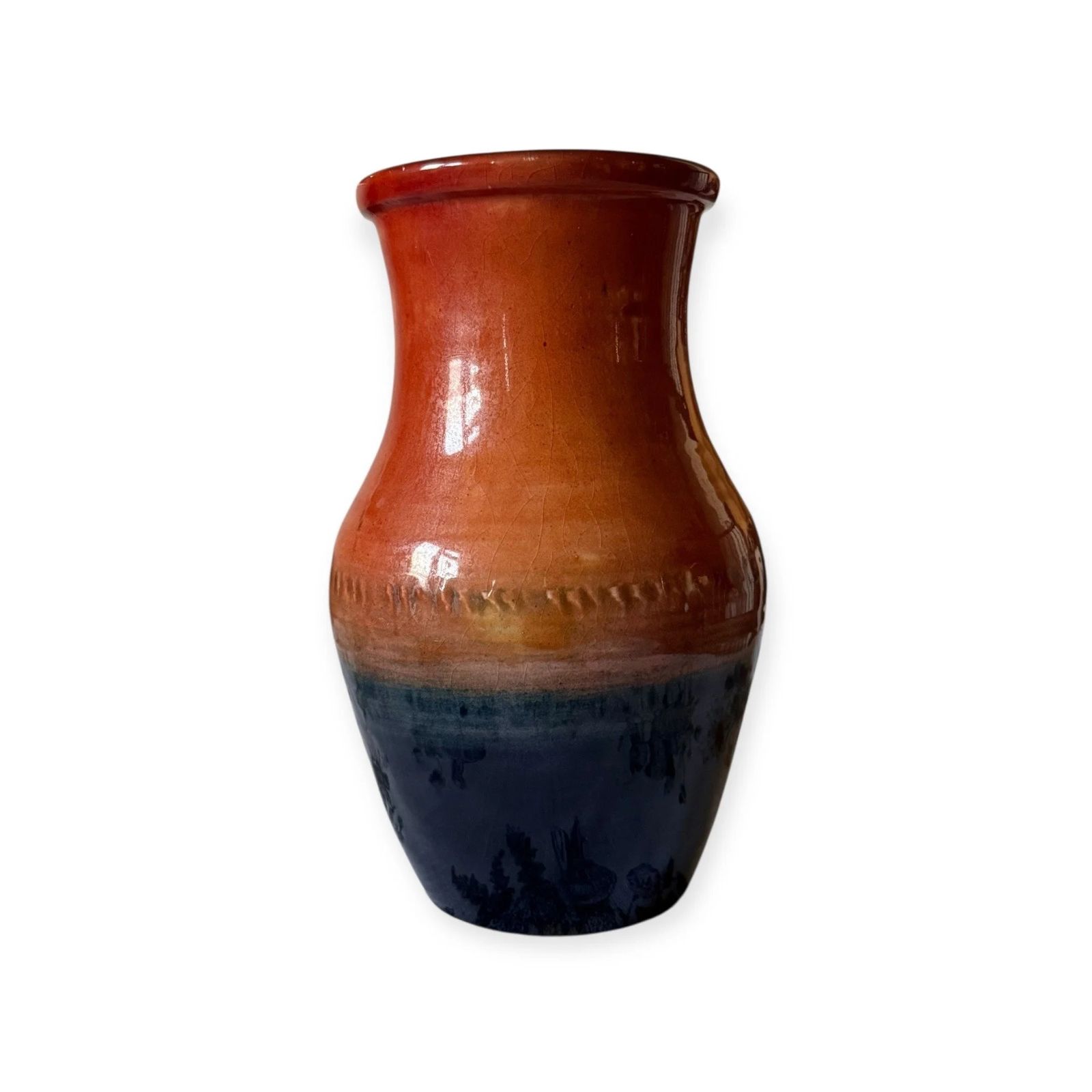 Moorcroft Orange & Blue Flambé Baluster Vase – 19 Cm, C.1925–1935 photo furniture